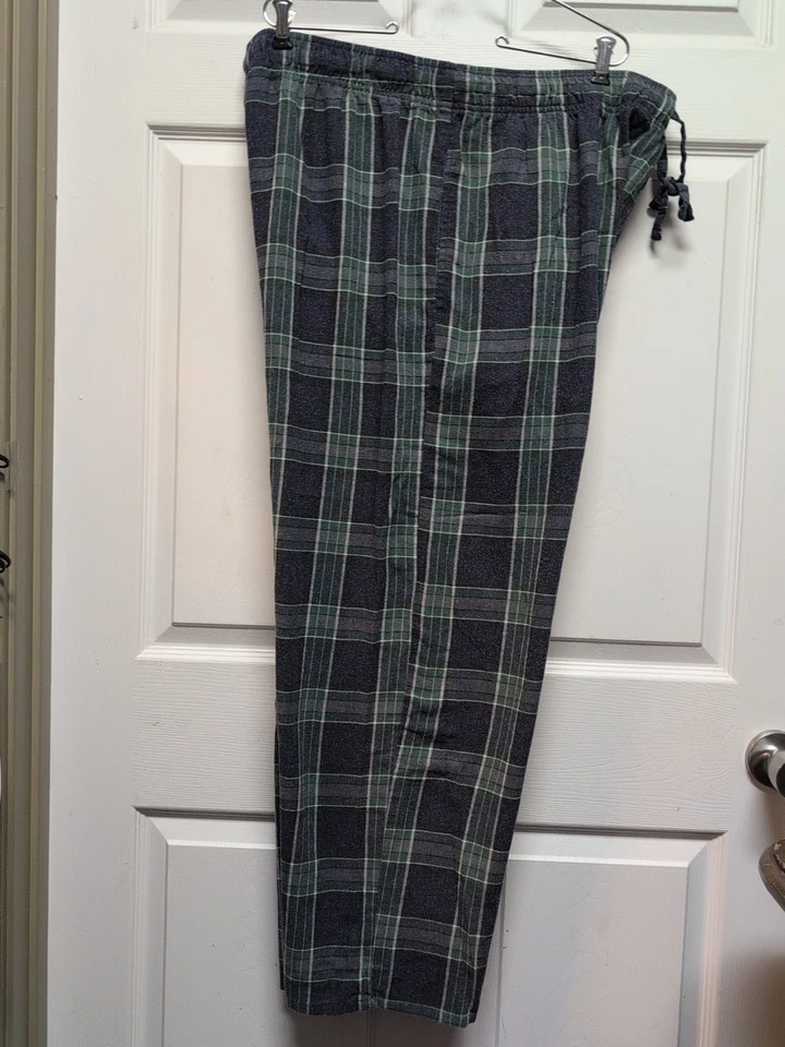 Pantalones de salón para dormir XL verdes a cuadros bolsillos para hombre. Cintura elástica  Foto 4 de 4