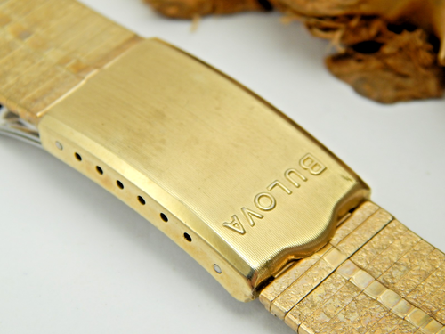 Vintage Stainless Gold Filled Bulova Deployment clasp watch bracelet band 17.5mm - Picture 4 of 6