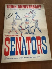 CHARLIE BROTMAN SIGNED! Washington Senators 100th Anniversary Program 1859–1959