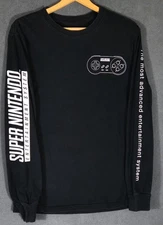 Super Nintendo SNES Long Sleeve Shirt Black Retro Gaming Graphic Mens S-M #2