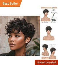 Brown Pixie Cut Wig Short Curly Wigs for Black Women Dark Brown Haitcut Wigs ...