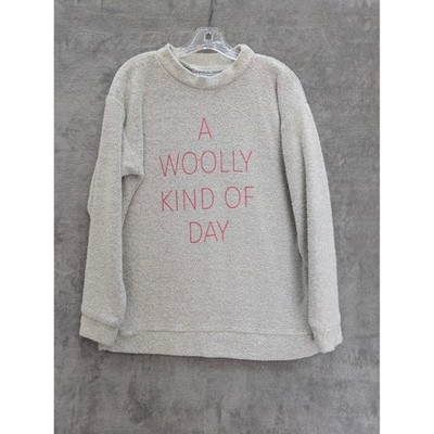 Wooly Threads Graphic Sweatshirt Womens Large Oversized Cozy Boucle Knit