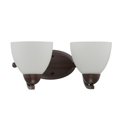 Sunset Lighting 2-Light Preston 100W Wall Sconce Provincial Bronze Opal Etched G - Picture 1 of 2