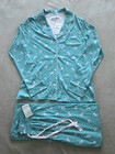 NWT PJ Salvage Nordstrom Pajama Set Pant+Top Soft Lightweight Green Pink Bows XS — photo 2