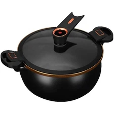 8L Non-Stick Micro Pressure Cooker Ceramic Coated Sauce Pan Simmer Pot with Lid 