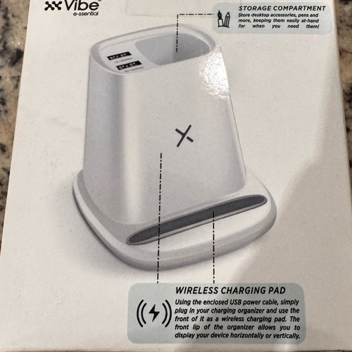 vibe Essential wireless charging stand 4- In- 1 Power Charging Organizer-New - Picture 4 of 6
