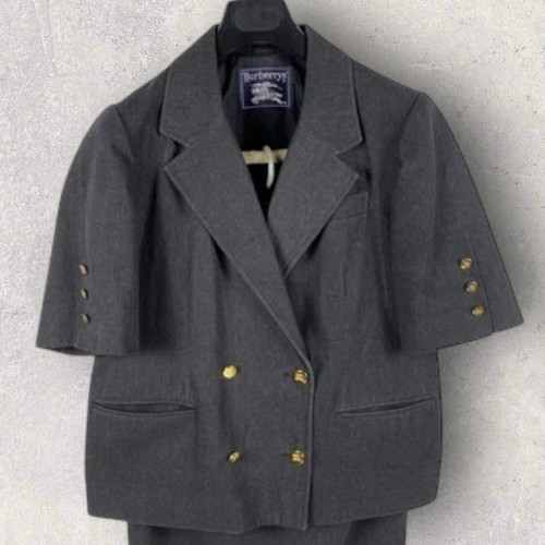 Vintage 90er Burberrys Rock Anzug anthrazit Blazer Wollmischung Ellenbogen Patch Jacke - Bild 3 von 8