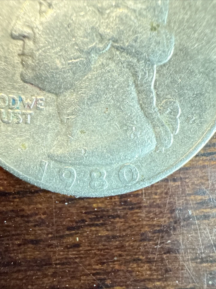 1980 QUARTER DOLLAR (D) FILLED MINT MARK ERROR COIN Missing I -*SEE PICS* | RARE - Image 4 of 4