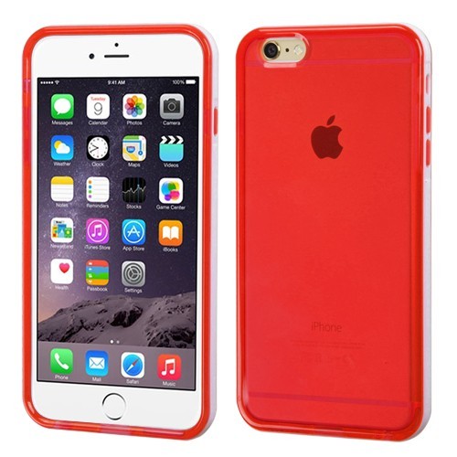 "MyBat Glossy Candy Skin for iPhone 6 Plus/6S Plus - White & Red" - Picture 1 of 1