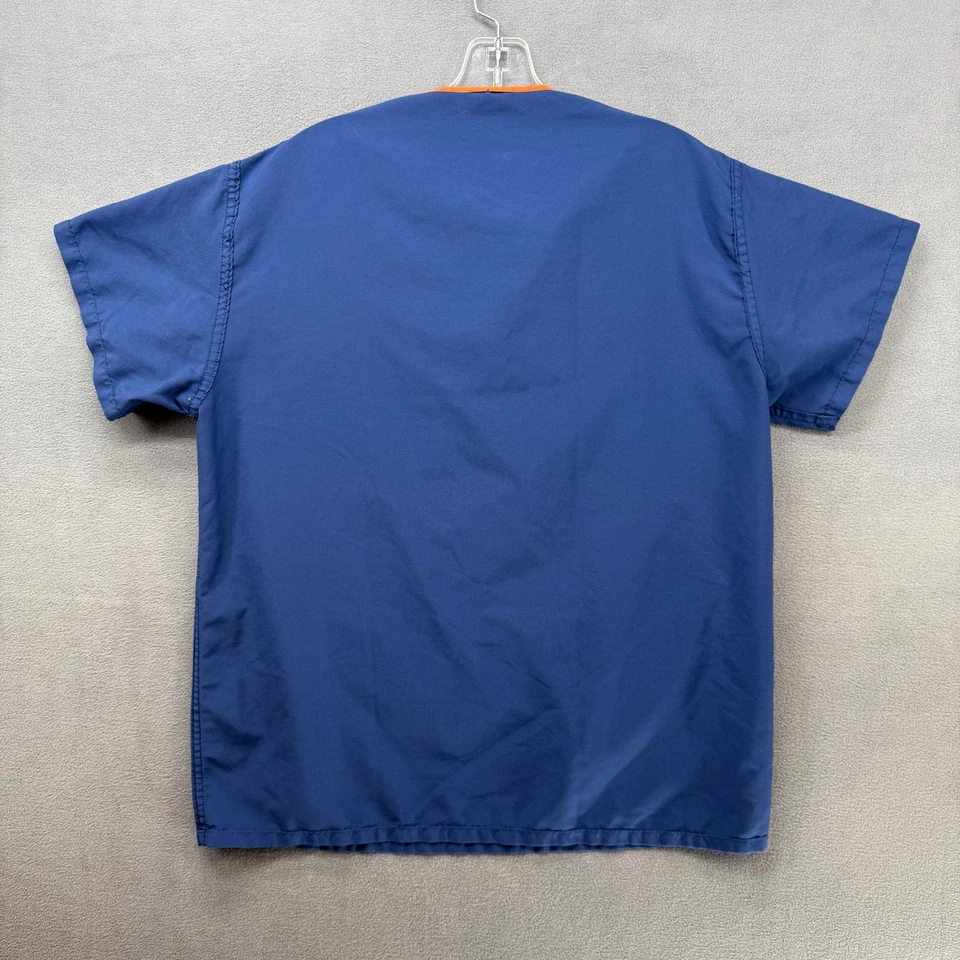 Blusa Médica de Enfermería Para Hombre Mediana Azul Real Manga Corta Cuello en V Bolsillo Reversible Foto 4 de 4