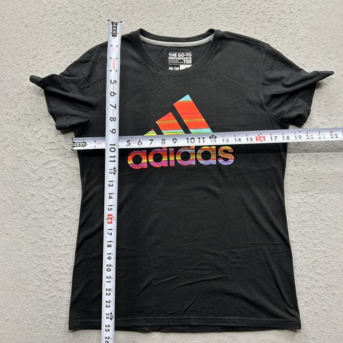Adidas Go-To Performance Tee Men's Medium Black Multicolor Logo T-Shirt - Picture 4 of 9