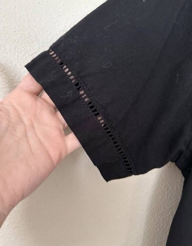 Threadbare Shirt Women S Black Embroidered Short Sleeve Button Blouse - Picture 5 of 8