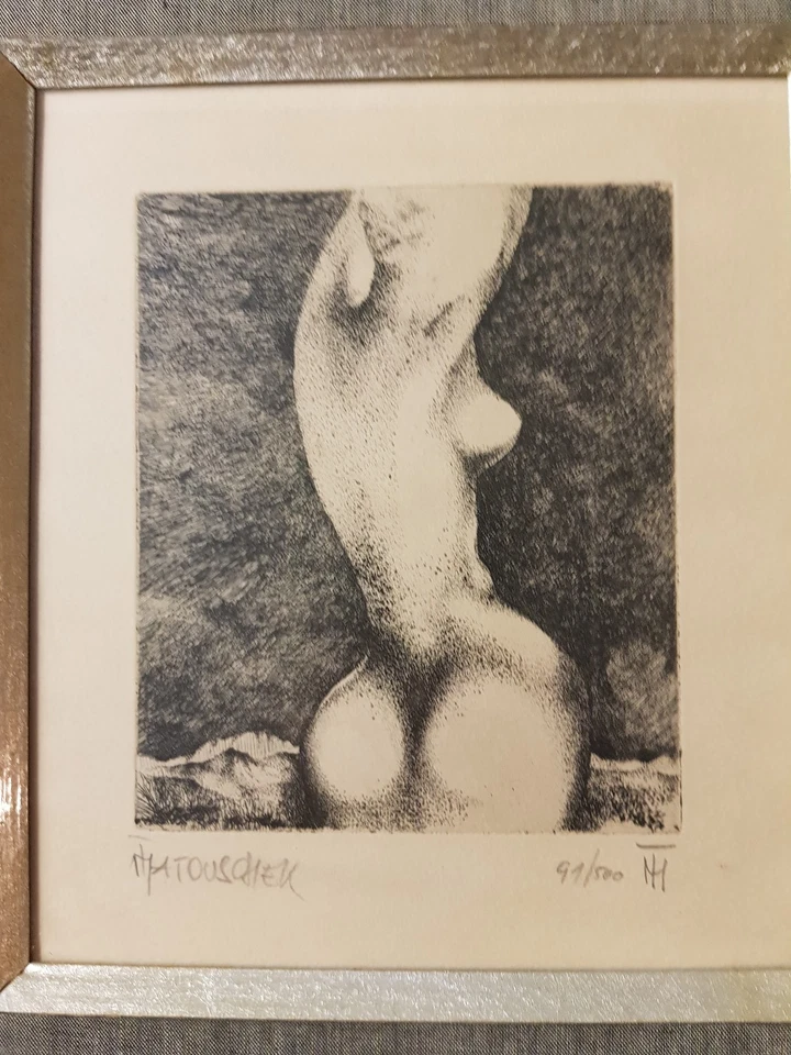 Richard Matouschek, Original Radierung, Stehender weiblicher Akt, signiert - Bild 2 von 4