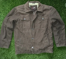 VTG Anchor Blue Sherpa Lined Brown Military Style Jacket Size Large