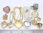 Vintage Costume Locket Pendant Charm Necklace Jewelry Lot Heart Box Book Enamel