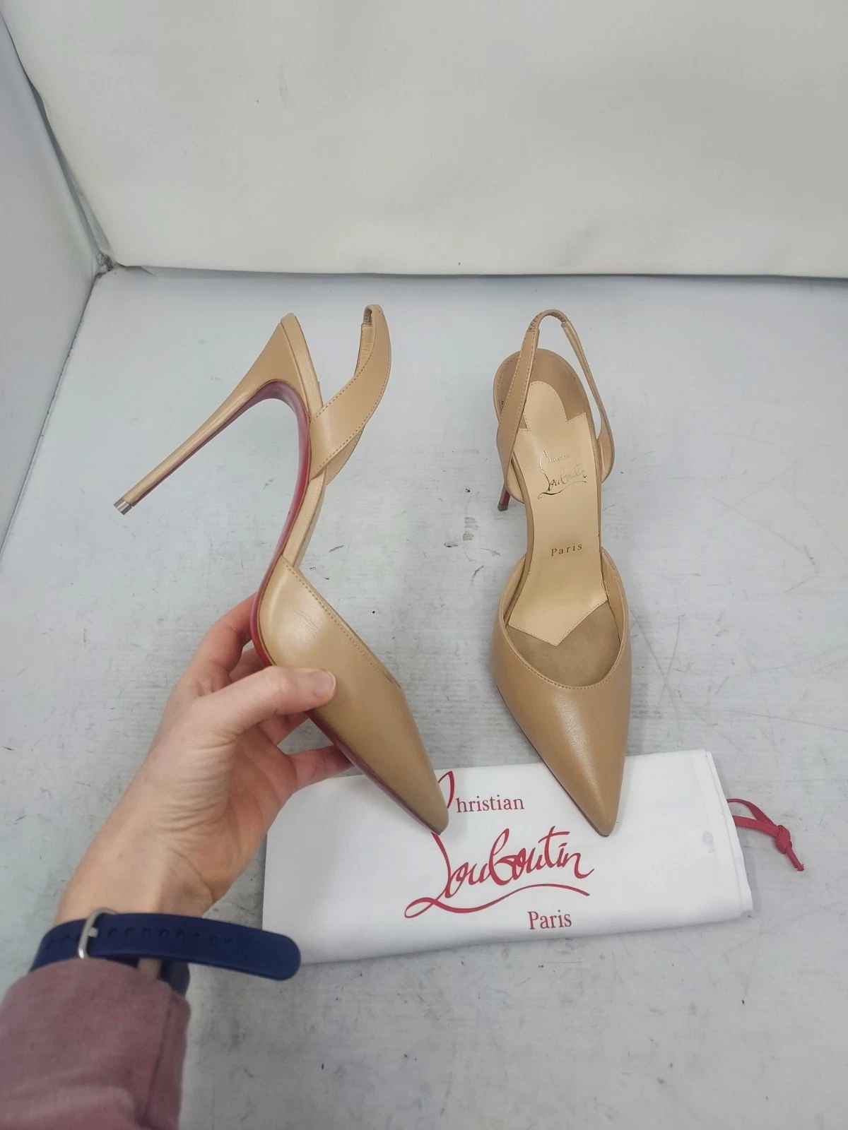 Christian Louboutin — Christian Louboutin EU 41 US 11 WOMEN Nude Kid O Kate Slingback Heel Shoe
