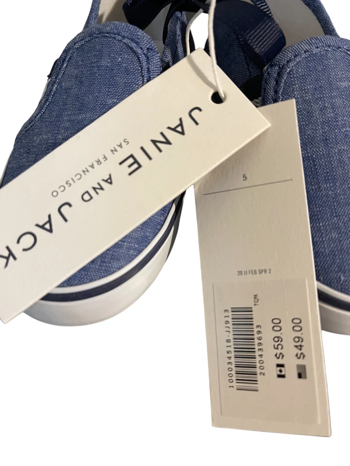 JANIE и JACK синий Chambray джинсовой ткани без шнурков туфли размер 5 ребенка ясельного возраста новый - Изображение 2 из 4