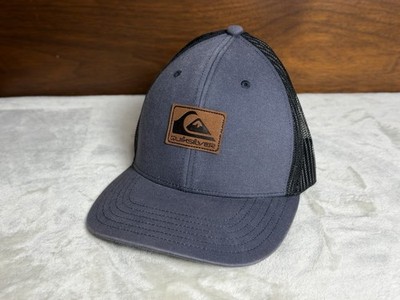 Quiksilver Men's Trucker Hat Gray Heather Mesh Snapback Cap Leather Logo Patch