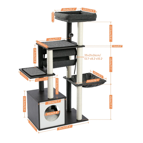 Modern Cat Tree Wooden Multi-Level Cat Scraper Tower Luxury Nest Cat Climbing Fr - Picture 19 of 20