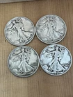 Walking Liberty Half Dollar Lot of 4 90% Silver 1943-S 1942-D, 1937, And 1935-S