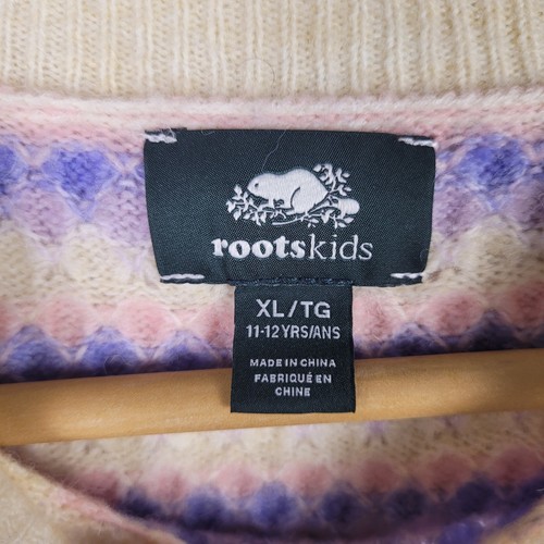 Roots Canada Kids Girls Apres Ski XL Wool Blend Sweater Pastel - Picture 4 of 9
