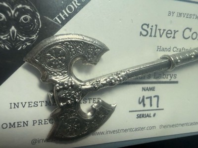 Investment Caster Thor's Reward Baldur's Labrys 9.9 Gr 999 Silver