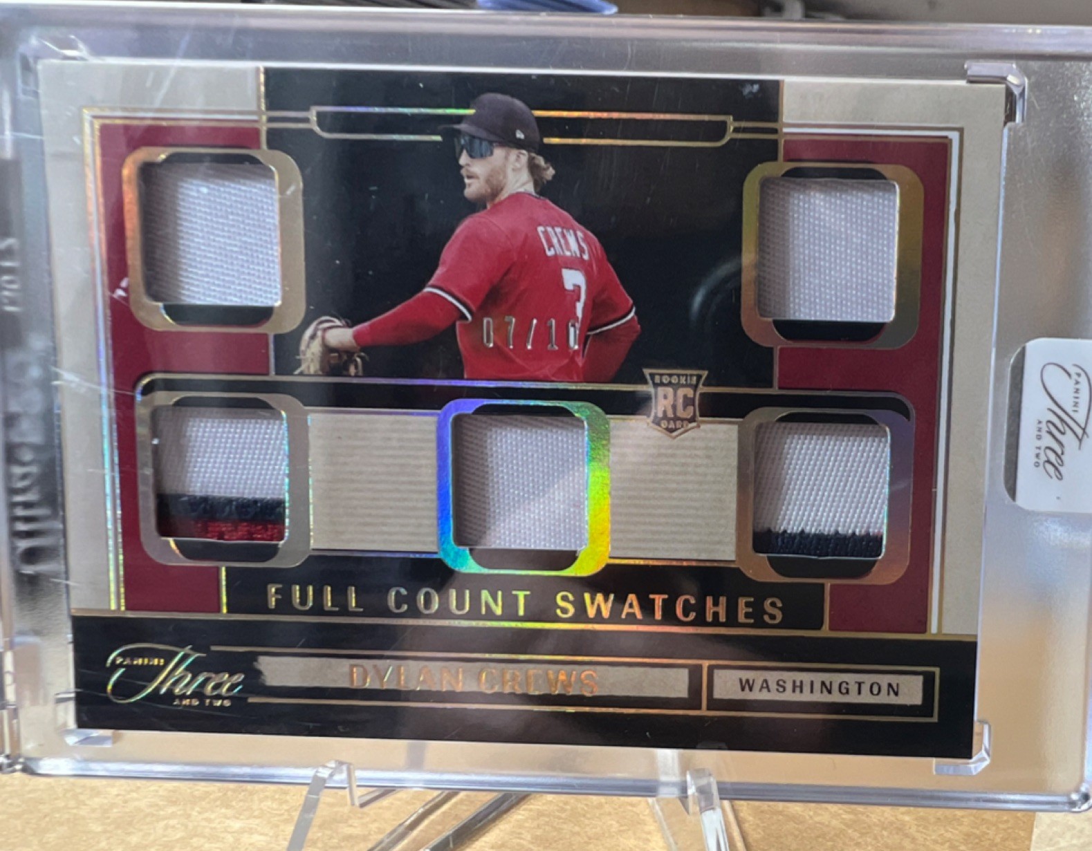 Panini 2025 Three and Two Dylan Crews Nationals RC Holo Gold # 7/10 - Encased