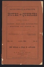 MISCELLANEOUS NOTES & QUERIES: Monthly Magazine of History, Folklore.. JUNE 1897