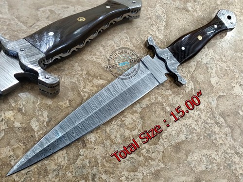 Impresionante cuchillo daga de acero Damasco hecho a mano de 15,00" (3083-1) - Imagen 1 de 5