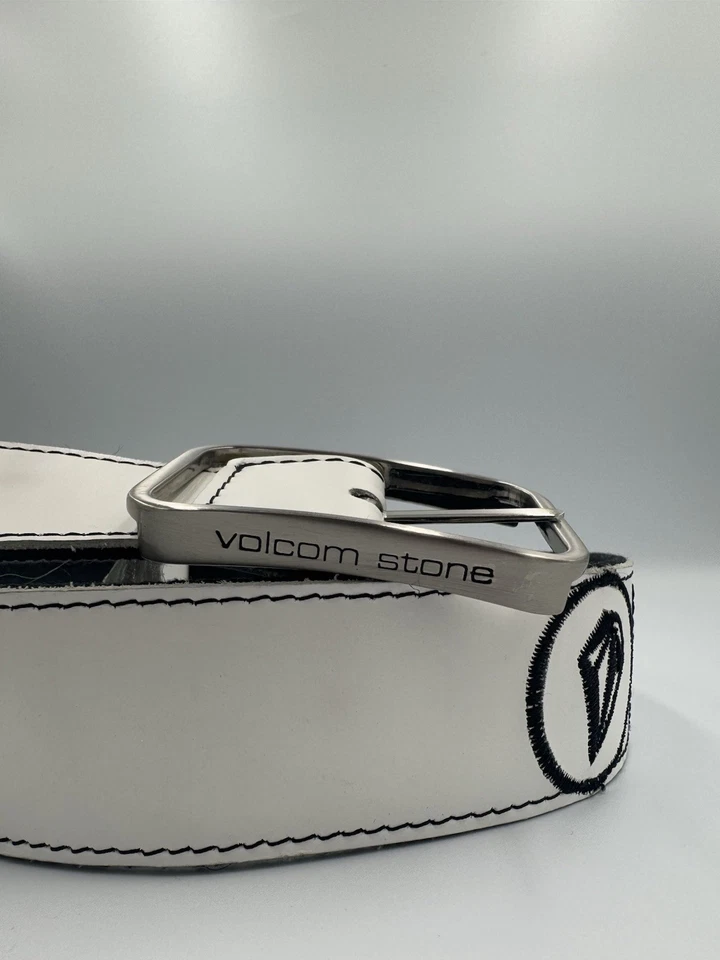 🔥 Raro Cinturón De Colección Y2K Volcom Stone Reversible Cuero y Lona Blanco, Gris/Negro Foto 3 de 4