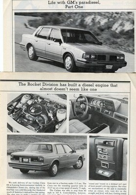 1983 OLDSMOBILE CUTLASS CIERA ES DIESEL 3 pg ROAD TEST 