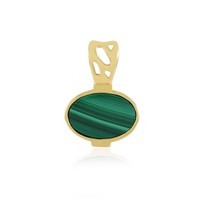 Cavill Malachit AnhäNger 2,25Ct Oval Vergoldet 925 Silber GrüN Oval