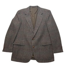 Vintage USA Stanley Blacker Sport Coat Mens L Brown Herringbone Tweed Blazer