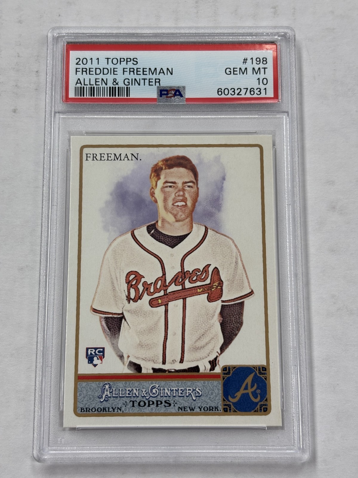 2011 Topps Allen & Ginter #198 Freddie Freeman RC PSA 10 GEM MT view 1