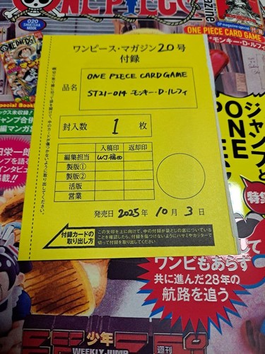 Monkey D. Rufy ST-21-014 Promo One Piece Magazine Vol.20 Card Bandai Japan Nuova - Foto 2 di 2