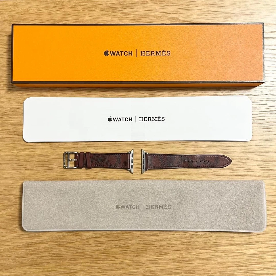 Hermes Apple Watch pulseira circuito couro vermelho envoltório único usado - Imagem 2 de 4