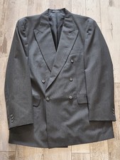 40R Men's Vintage J. Riggings Double Breasted Blazer Tartan Gray Sport Coat