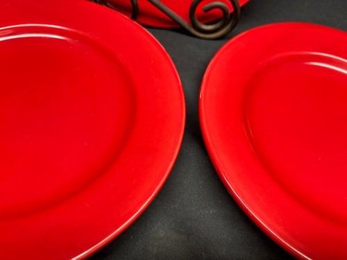Pier 1 Imports "DOLOMITE" Red Earthenware ~ Set of 3 ~ Salad Plates ~ 8 5/8" - Picture 3 of 7