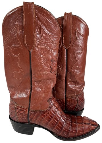 VINTAGE COWTOWN HORNBACK CROCODILE CUSTOM RARE WESTERN BOOTS Men’s Size 9D - Picture 6 of 14