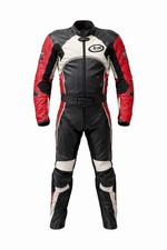 FLM Greyhound Lederkombi 2-Teiler Gr. 56 – Motorrad Lederanzug schwarz/rot