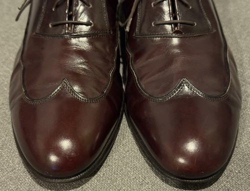 Zapatos de vestir Salvatore Ferragamo Florence punta de ala borgoña oxfords para hombre talla 9D” - Imagen 6 de 13