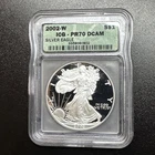 2002-W American Silver Eagle ICG PR70 Proof-70 DCAM 1oz .999 fine silver coin