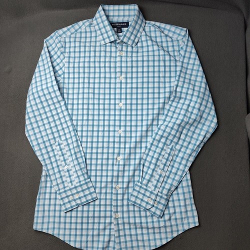 Mizzen Main Shirt Mens Medium Blue White Leeward Trim Fit Performance Stretch - Picture 2 of 13