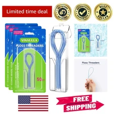Floss Threaders for Braces & Bridges - 50 Count Pack of 3 for Easy Dental Care
