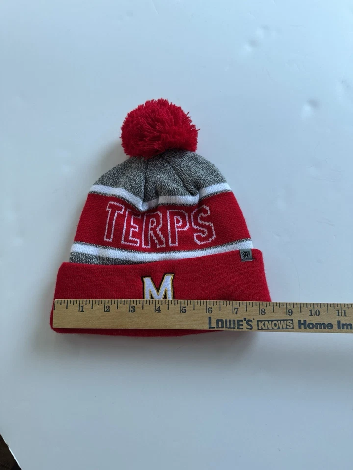 University of Maryland Gorro Terrapins Bajo Armadura Invierno Sombrero Gorra Pom Pom Esquí Foto 4 de 4