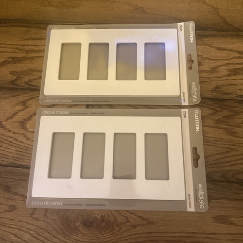 Claro 4 Gang Wall Plate for Decorator/Rocker Switches, Gloss, White (Qty 2)