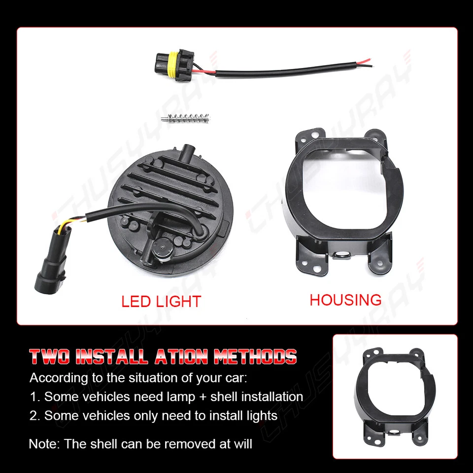 适用于 2007 - 2013 年 GMC Sierra 1500 2500 3500 对 4 英寸圆形 LED 防撞雾灯 DRL — 第 3/4 张图片