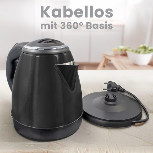 1,2L Edelstahl Wasserkocher Kettle mit Abschaltautomatik 360° Basis Rot, Schwarz - Bild 10 von 14