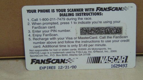 Tarjeta Jeff Gordon 2000 Fanscan in Car Audio 3 minuites 1629493 - Imagen 2 de 2