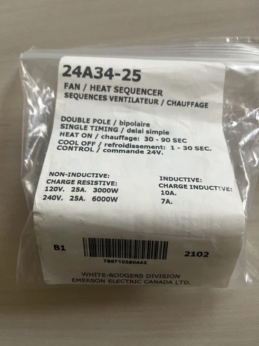 White Rodger Fan/Heat Sequencer 24A34-25